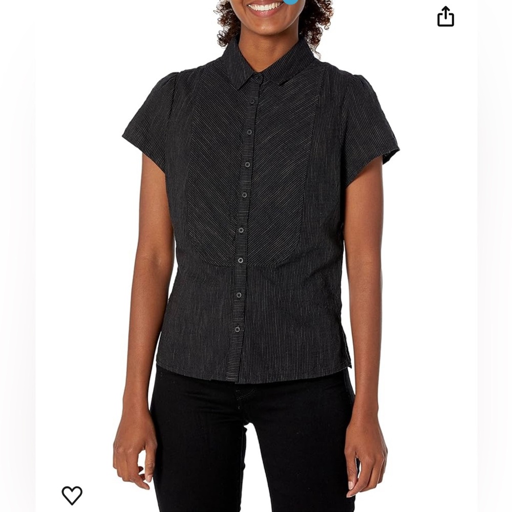 Prana Charcoal Button-Up Blouse